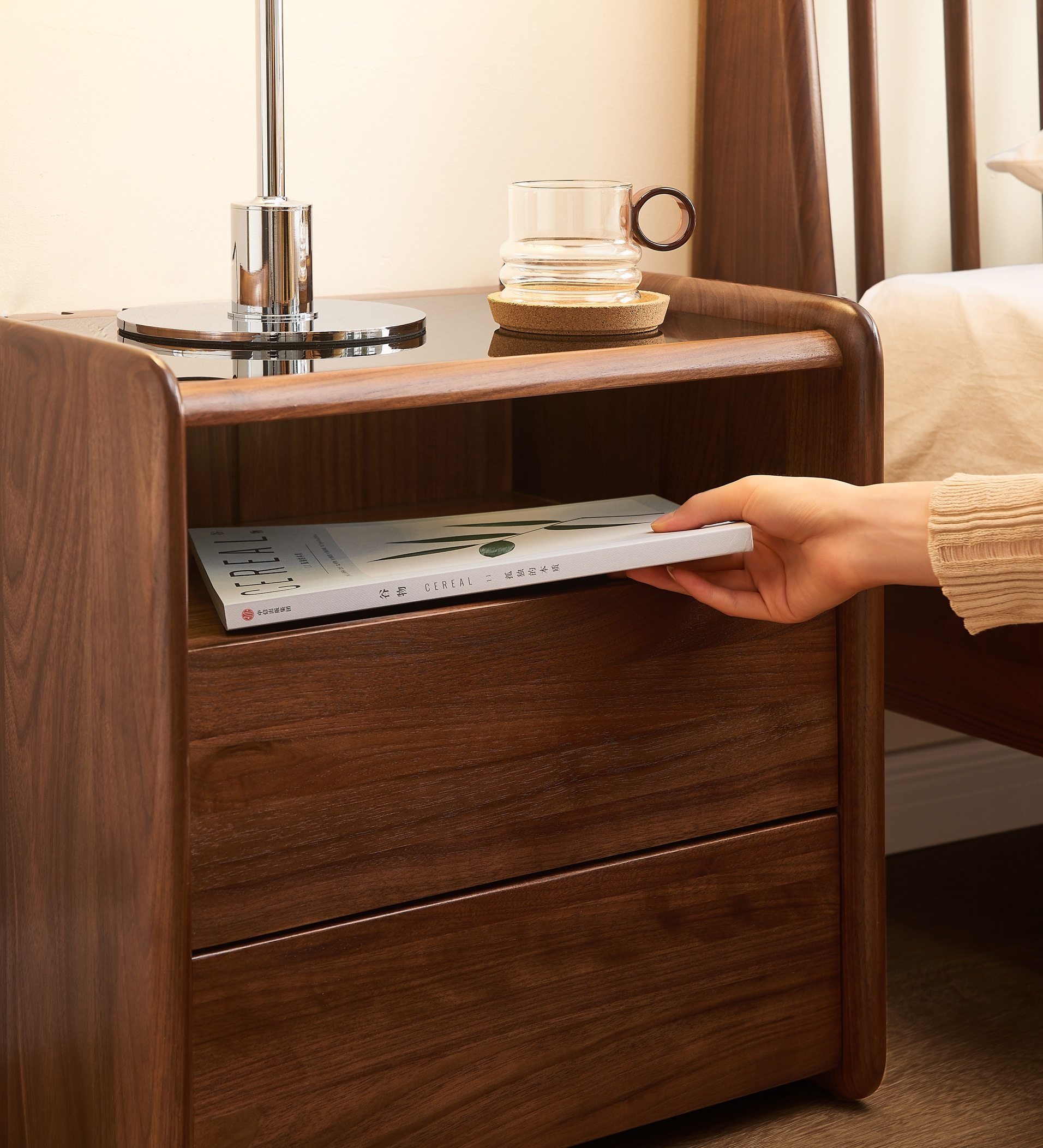 Walnich Cove Walnut Nightstand — view 5