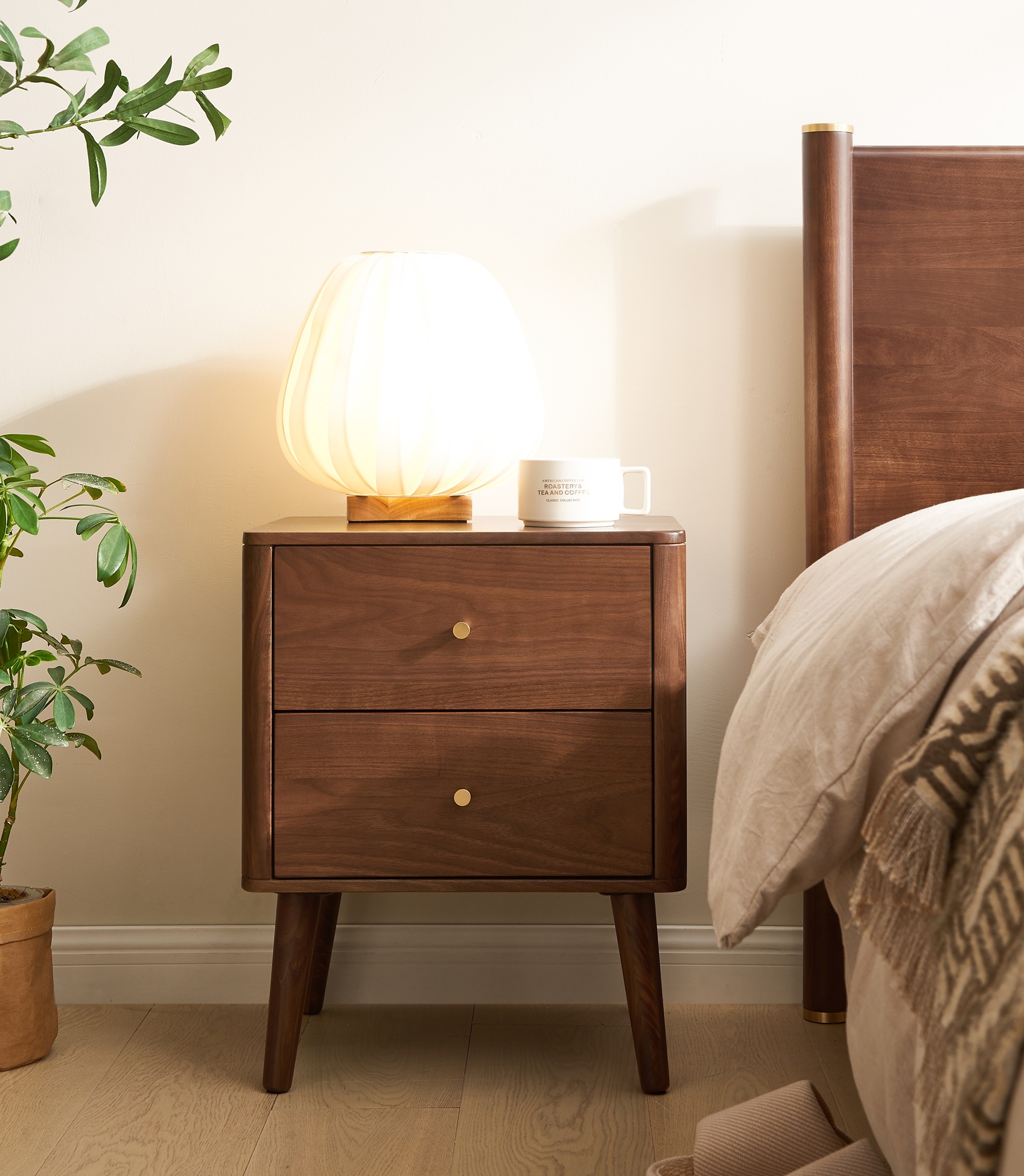 Walnich Luna Walnut Nightstand — Nightstands in solid American black walnut