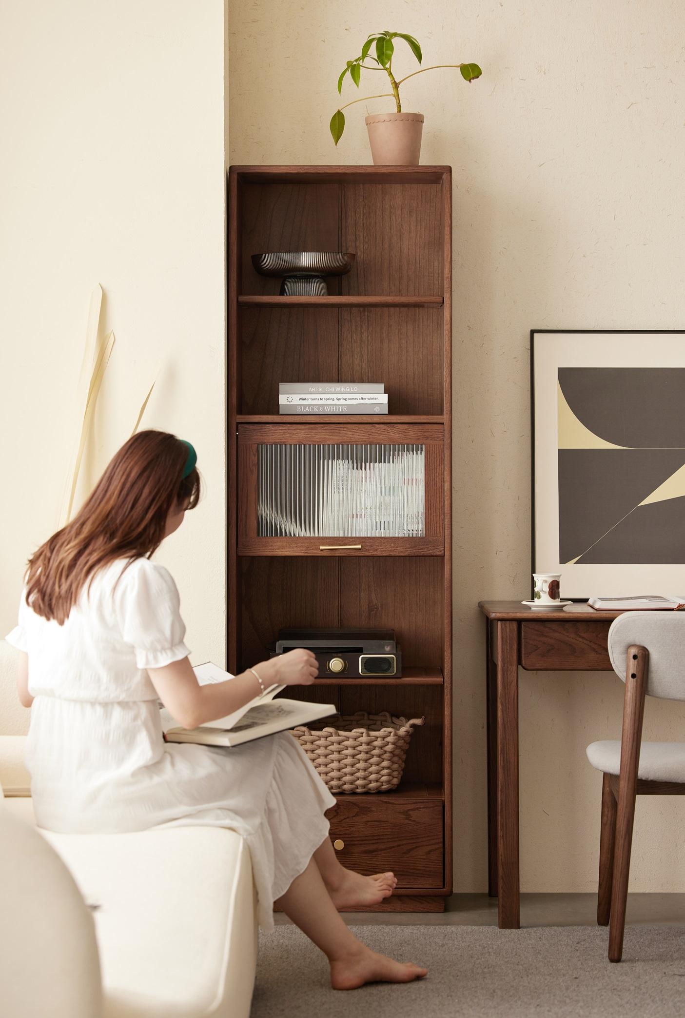 Walnich Storage rack with flip door and drawers — Bookcases in solid American black walnut