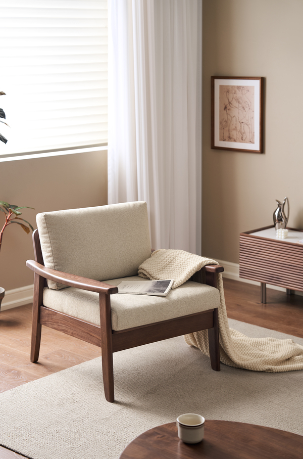 Armchairs in solid walnut
