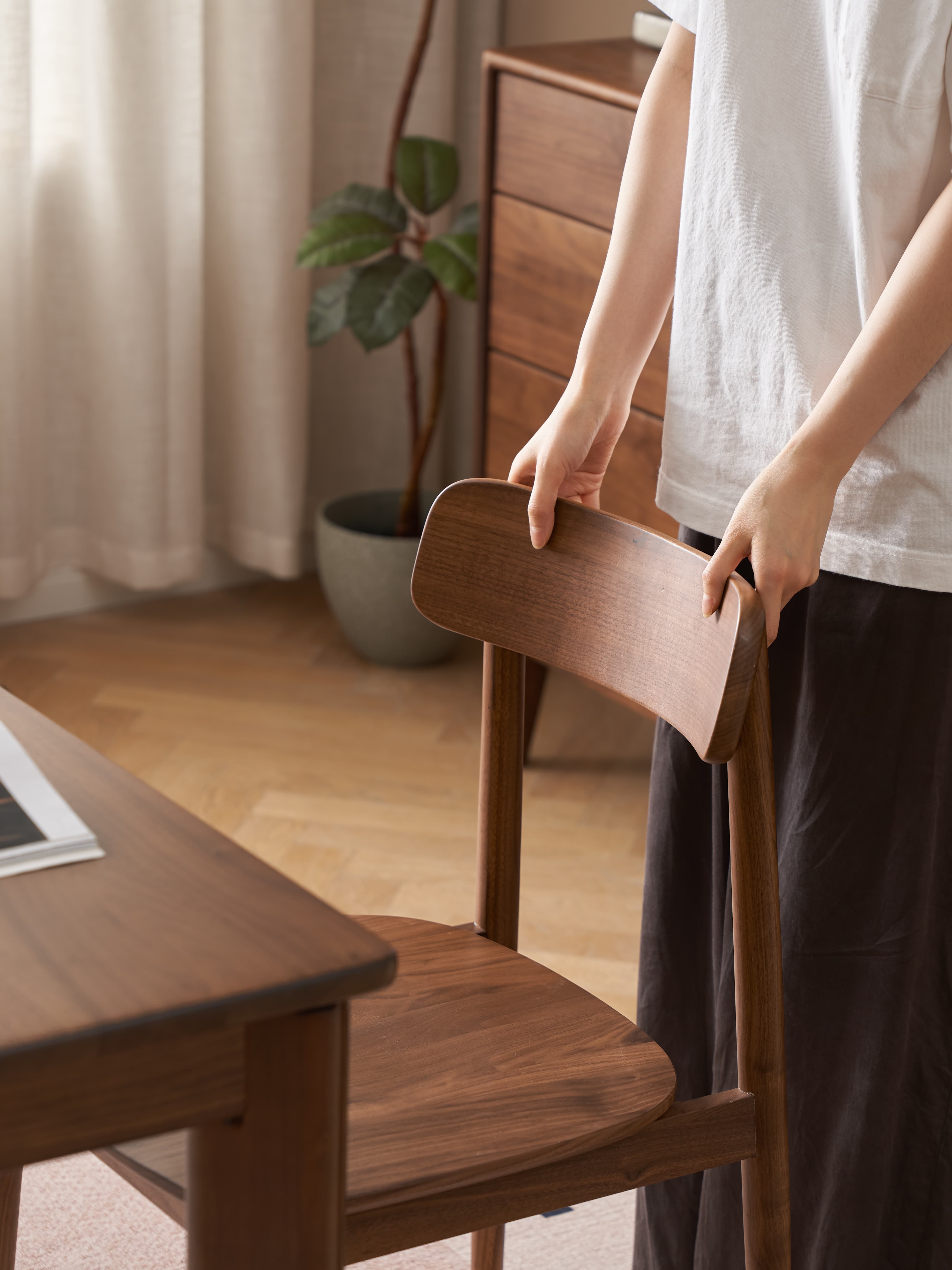 Walnich Minimal Walnut Dining Chair — view 3