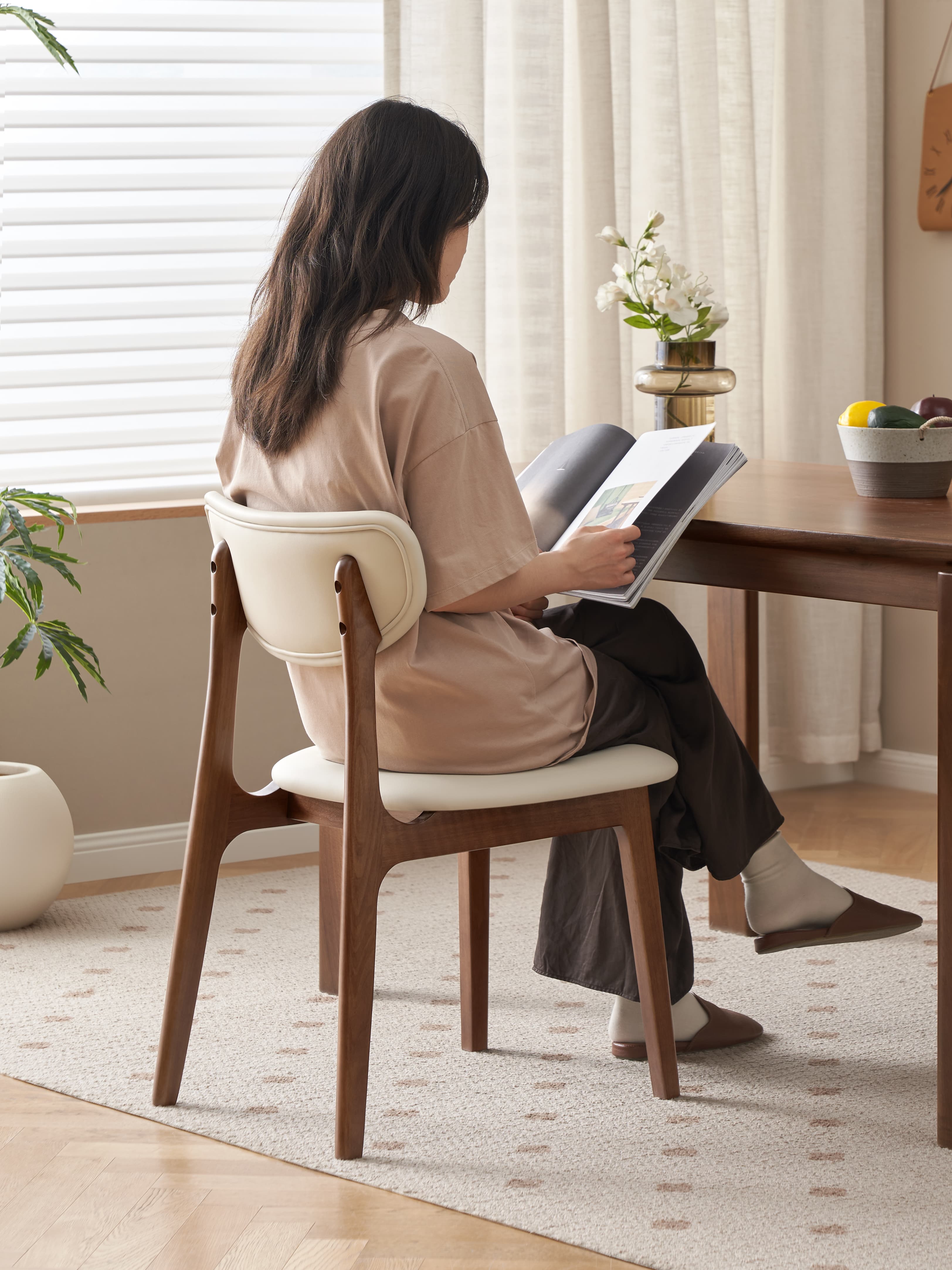 Walnich Arc Leather Dining Chair — view 4