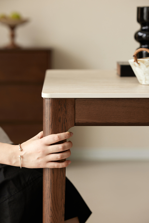 Walnich Walnut Marble-Look Dining Table — view 2