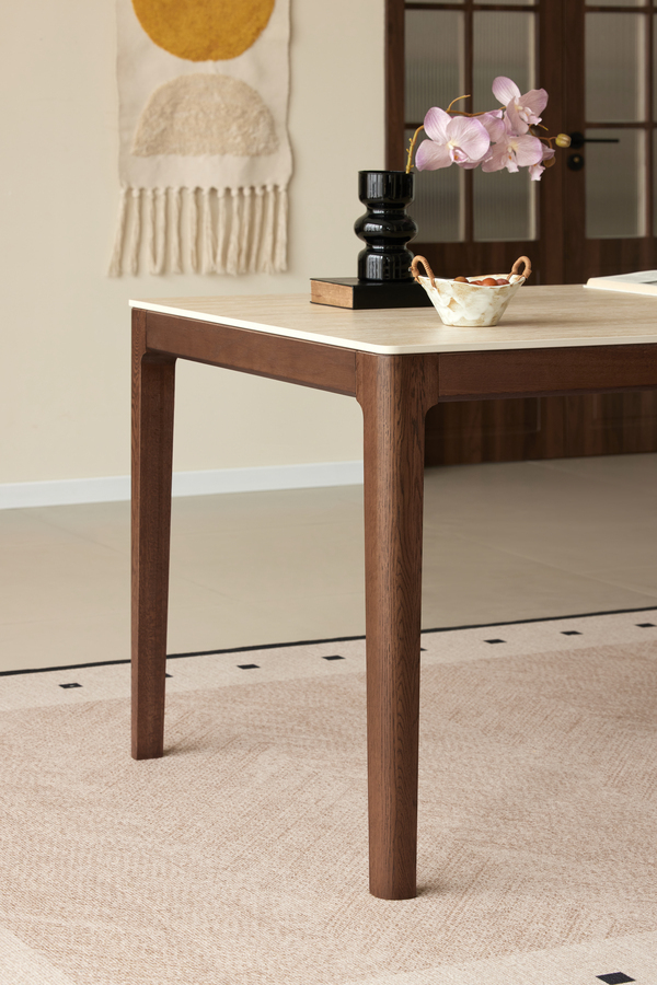 Walnich Walnut Marble-Look Dining Table — view 3