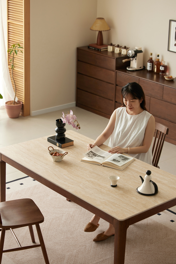 Walnich Walnut Marble-Look Dining Table — view 4