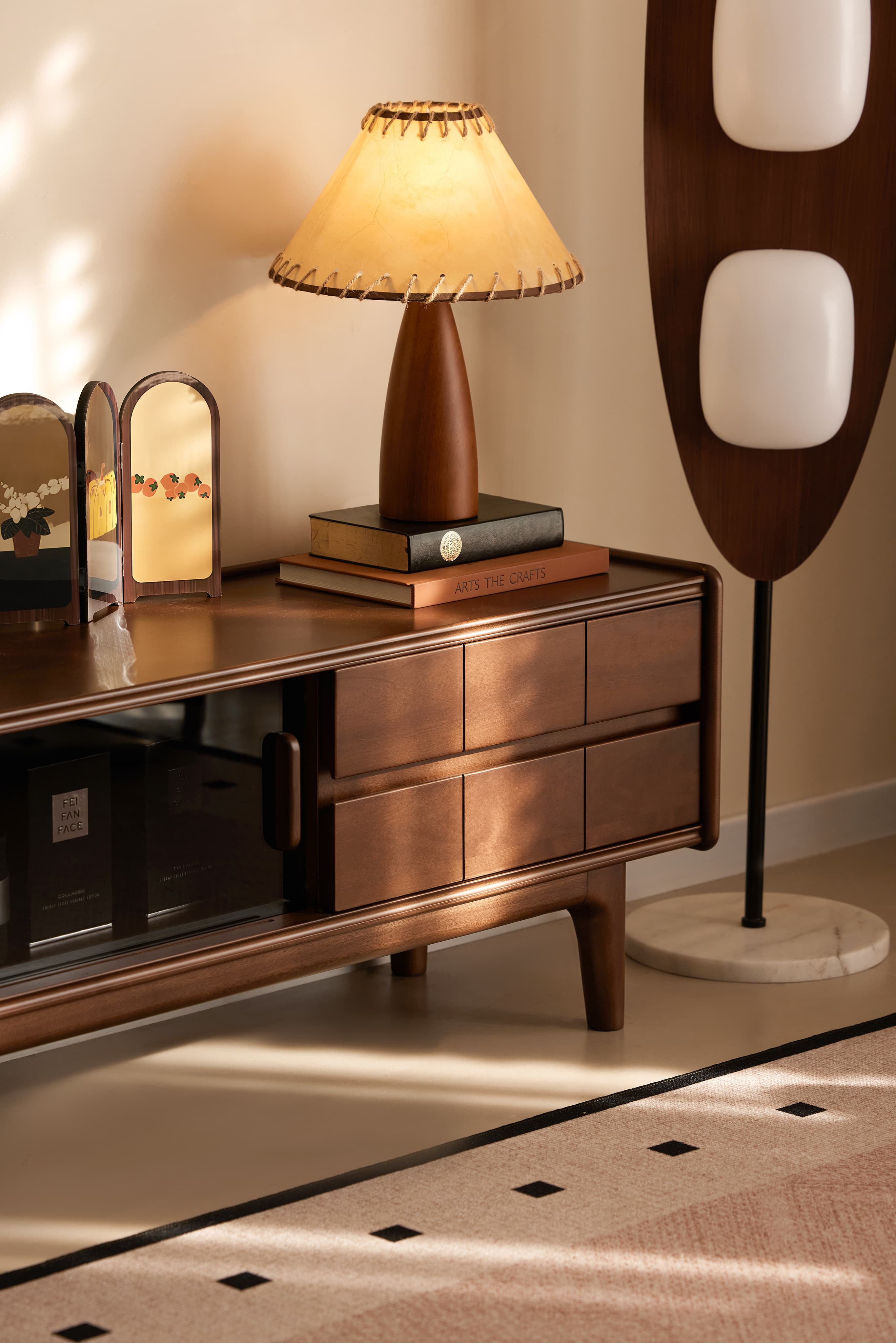Walnich Birch Glass Door TV Stand — view 5