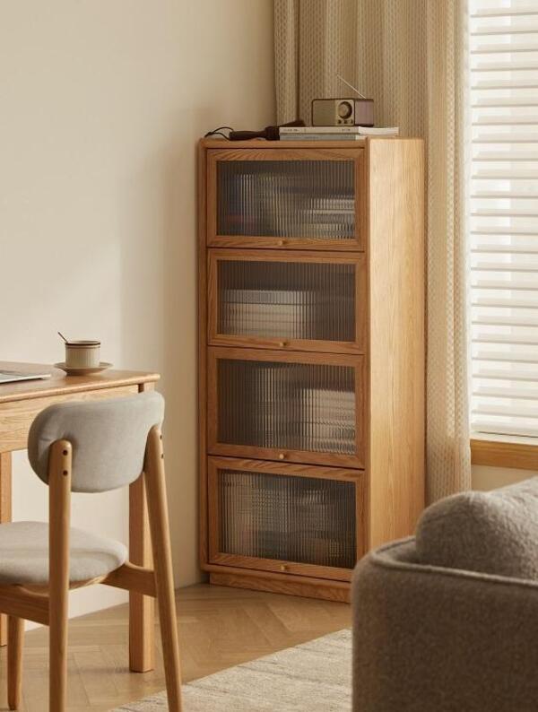 Walnich Wood Cabinet with Flip-up Glass Door — view 4