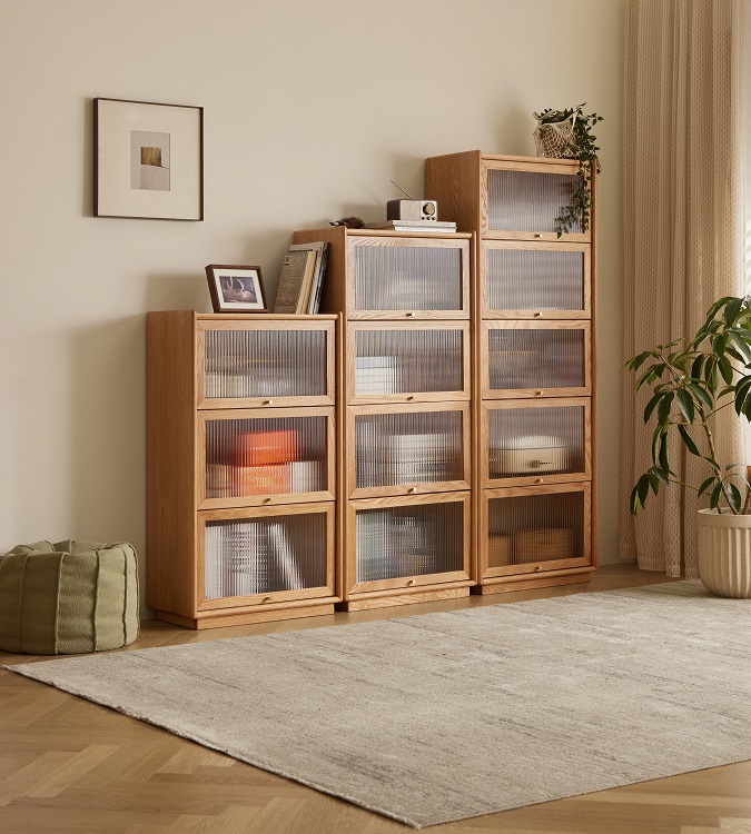 Walnich Wood Cabinet with Flip-up Glass Door — Cabinets in solid American black walnut