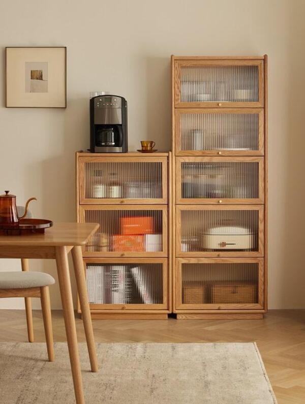 Walnich Wood Cabinet with Flip-up Glass Door — view 3