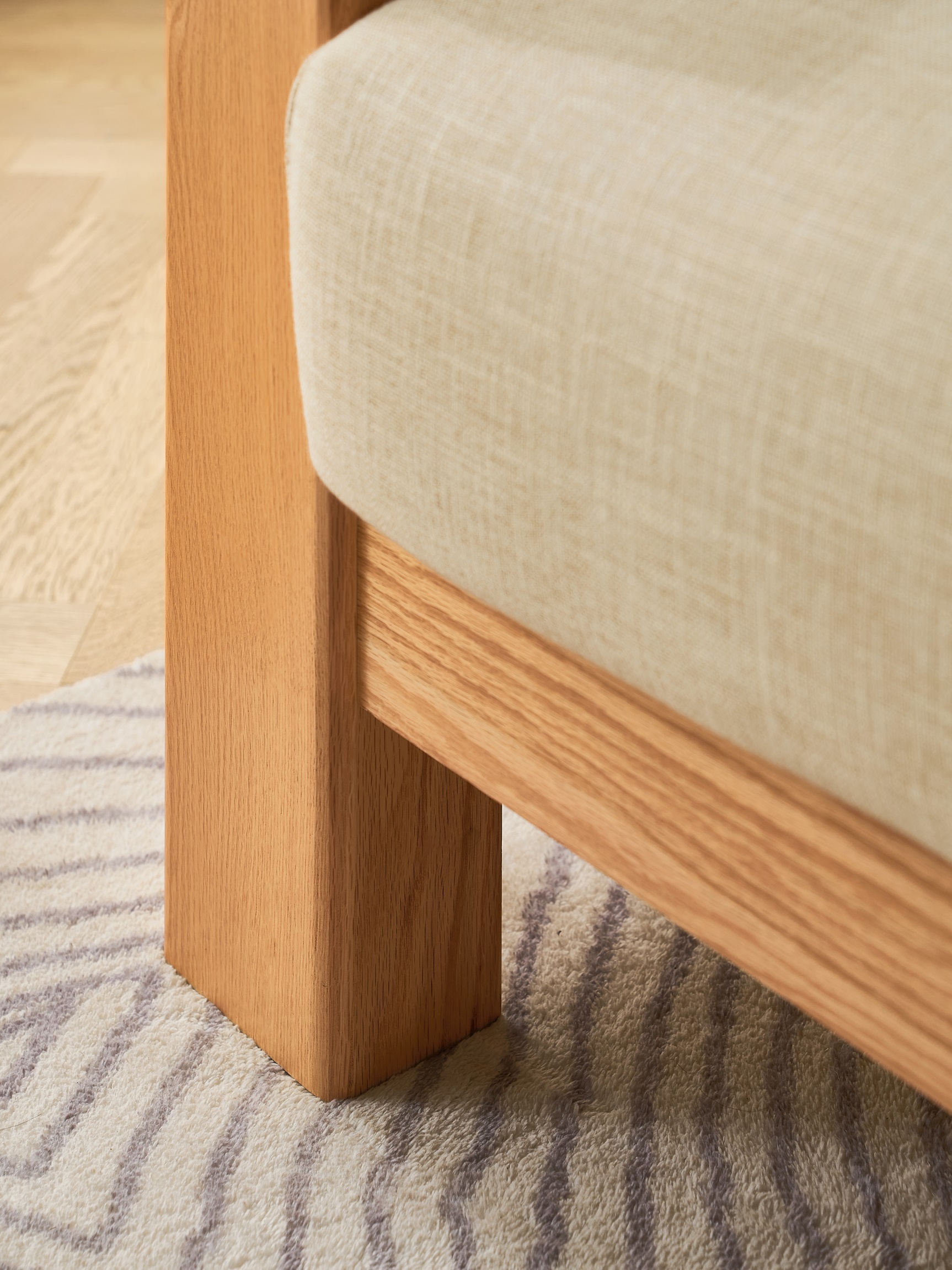 Walnich Minimalist Oak Frame Velvet Sofa — view 4