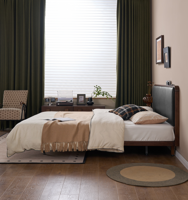 Walnich Upholstered Black walnut Bed — view 2