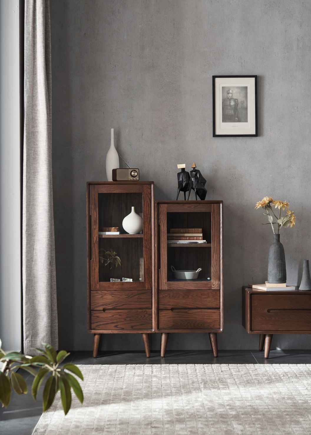 Walnich Modern Solid Oak Corner TV Stand — Cabinets in solid American black walnut