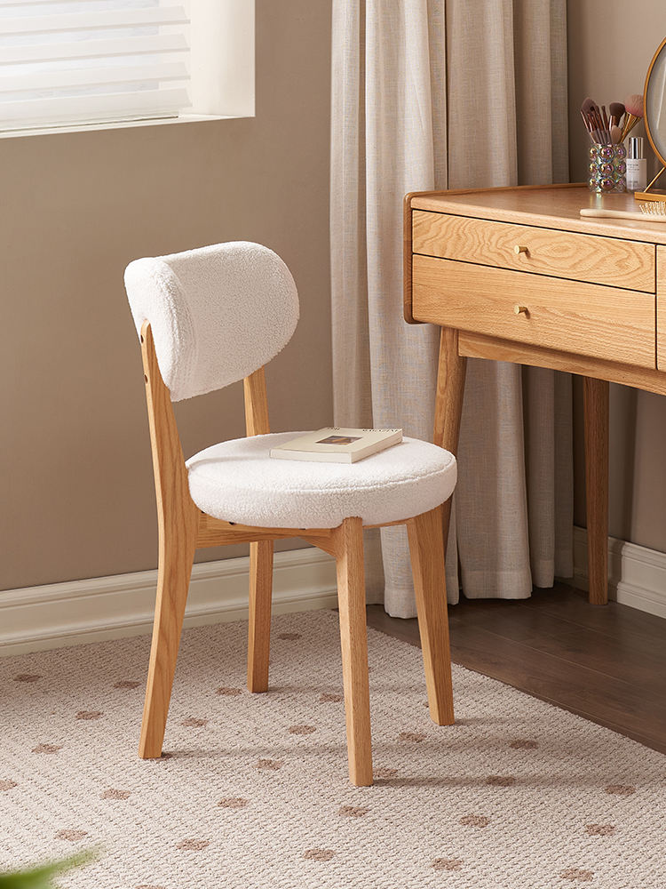 Walnich Modern Solid Oak Dressing Stool — view 2