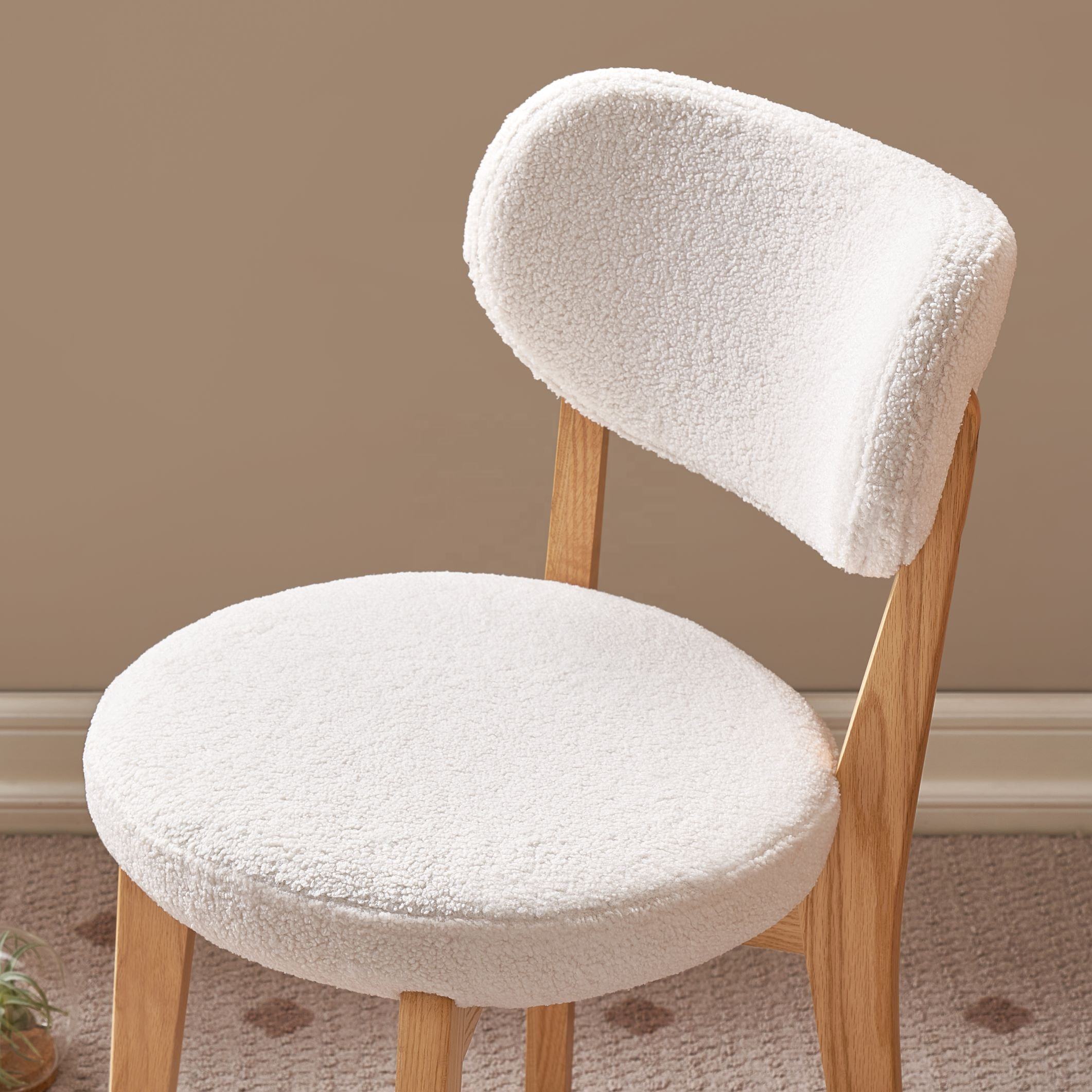 Walnich Modern Solid Oak Dressing Stool — view 3
