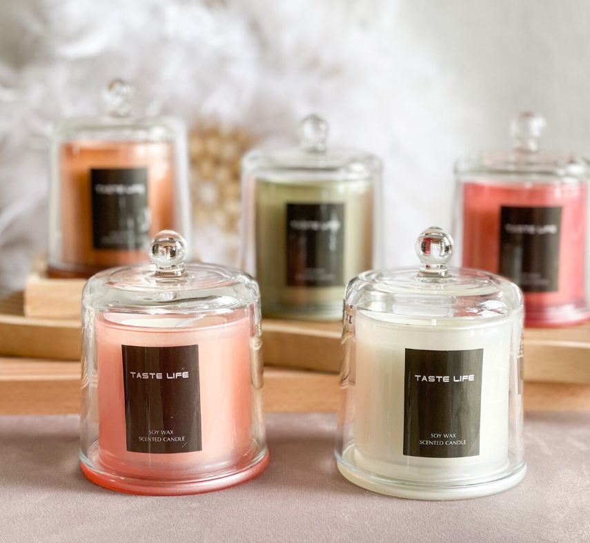Glass-Covered Scented Candle — Scented Candles in solid American black walnut
